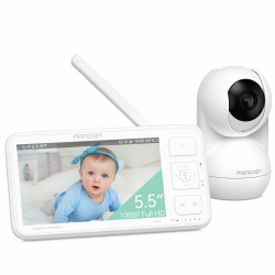 👶📹🌙 Momcozy Video-Babyphone: 5,5 Zoll 1080P Full HD Babyphone mit Kamera ohne WLAN Angebot bei HelloDeals