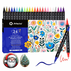 Artecho Acrylstifte 24 Farben 🎨 Wasserfester Dual Tip Marker Angebot bei HelloDeals
