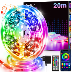LED Strip Streifen 20m 🌈 mit Fernbedienung & App & Musik Sync | RGB Lichterkette Dimmbar Farbwechsel Angebot bei HelloDeals