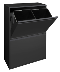 🌿🗑️ ARREGUI Basic CR606-B Mülltrennsystem | 4 Fächer Mülleimer | Recycling Schrank | schwarz Angebot bei HelloDeals