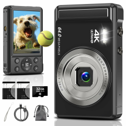 📷🎁 4K 64MP Digitalkamera mit 32GB SD-Karte für Kinder | Autofokus Mini Kamera Angebot bei HelloDeals