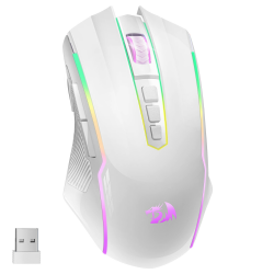 Redragon Gaming Maus Kabellose, RGB Wiederaufladbare Gaming-Maus mit 9 Macro Editing Programmierbare Tasten/8000 DPI, Ergonomische Wireless Gaming Maus, Weiß Angebot bei HelloDeals