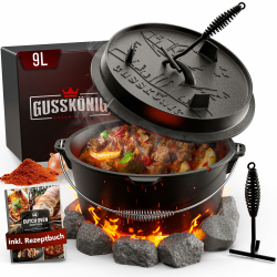 🔥Sonderangebot: GUSSKÖNIG Dutch Oven Set [9L] - Eingebrannter Feuertopf! Angebot bei HelloDeals