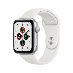Apple Watch SE 2020 (GPS, 44MM) Aluminiumgehäuse Silber mit Blanc Sportarmband (Generalüberholt) 🌟 Angebot bei HelloDeals