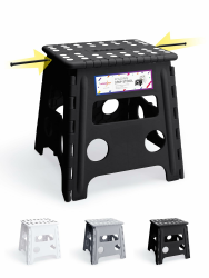 🌟HAUS DAY 33cm Tritthocker Klappbar - Schwarz 🪑 Faltbarer Hocker Tragbarer Klapphocker Angebot bei HelloDeals