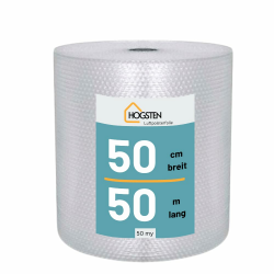 📦🔒 HOGSTEN Luftpolsterfolie Rolle 50m x 50cm - Noppenfolie für Versand, Verpackung und Umzug Angebot bei HelloDeals