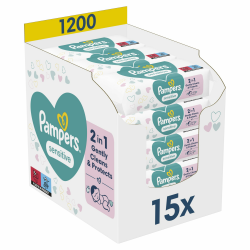 👶 Pampers Sensitive Feuchttücher 15 Packungen - 1200 Feuchttücher Angebot bei HelloDeals