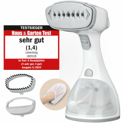 LEBENLANG Steamer Dampfglätter TESTSIEGER - 1500W & 300ml inkl. Bügelhandschuh & Aufsätze Angebot bei HelloDeals