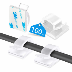 Abnii 100 Stück Kabelhalter Selbstklebend 🎉 Kabelclips Schreibtisch für Kabelklemmen 📌 Kabelbefestigung Kabelführung Organizer Haken Draht Halter für Kabelmanagement Lichterkette, Groß 3M Kleber Angebot bei HelloDeals