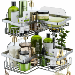 🚿🧼 HapiRm Duschablage Ecke Duschregal Ohne Bohren mit 11 Haken Angebot bei HelloDeals