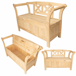 KADAX Gartenbank mit Stauraum und Rücklehne 🌳 Gartenbank 119x45x73cm 🪑 Holzbank für Garten und Balkon Angebot bei HelloDeals