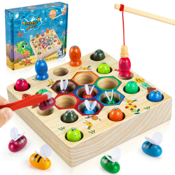 🎣🐝 COOLJOY Magnetisches Angelspiel Montessori Spielzeug ab 2 Jahre - 2 in 1 Holz Magnetspiel - Motorikspielzeug - Holzspielzeug - Geschenk für Junge und Mädchen ab 2 3 Jahre Angebot bei HelloDeals