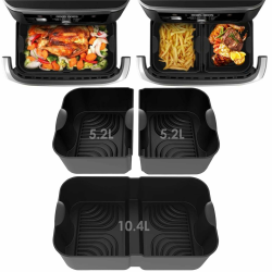 🔥 Höheres Ninja Heißluftfritteuse Zubehör für Ninja Foodi Flexdrawer 10,4 L AF500DE, COSORI Heißluftfritteuse Zubehör 10L Silikonform - 3 Stück, Schwarz 🔥 Angebot bei HelloDeals