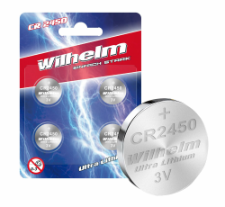 Angebot: 4 x CR2450 WILHELM Lithium Knopfzelle 3V 600mAh ø24,5x5,0mm Batterie DL 2450 CR 2450 🔋🔥 Angebot bei HelloDeals