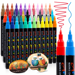 🎨 Acrylstifte für Steine Wasserfest, 36 Farben Stifte Steine Bemalen Multimarker Steine Zum Bemalen Acrylmarker für Holz, Leinwand, Glas, Papier, Keramik 🎃 Angebot bei HelloDeals