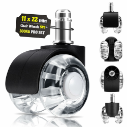 LUZOON Bürostuhl Rollen 5er Set - Hochwertige 11x22mm Rollen für Bürostühle Angebot bei HelloDeals