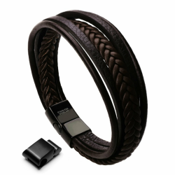 murtoo Herren Armband Edelstahl Echtleder Armband Naturstein Angebot bei HelloDeals