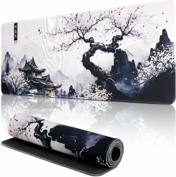 🌸 Shangtushunli Japanische Weiße Mauspad | Große Kirschblüte Schreibtisch Matte 🌸 Angebot bei HelloDeals