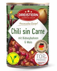 🌶️🥣 DREISTERN Chili sin Carne 400g | Veganer Eintopf mit Kidneybohnen & Mais Angebot bei HelloDeals
