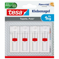 🔨🖼️ tesa Verstellbarer Klebenagel 4er Pack - 1 kg Halteleistung - Selbstklebender Wandnagel Angebot bei HelloDeals