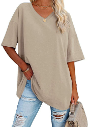 Ebifin Damen Oversize T-Shirt mit V-Ausschnitt 😍😎 Angebot bei HelloDeals