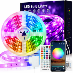 LED Strip 5m Selbstklebend Bluetooth RGB LED Band mit Fernbedienung und App 🌈 Angebot bei HelloDeals