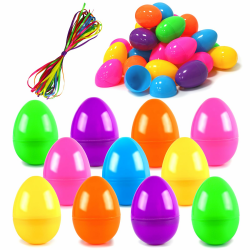 🐣 ROSAUI 36x Ostereier Plastik 8,7cm - Ostereier zum Befüllen - Bunte Ostereier aus Kunststoff Angebot bei HelloDeals