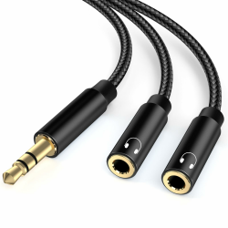 🎧 LALASIS Audio Splitter Klinke Y Aux Adapter, 3.5mm Stecker auf Buchse Headset Stereo Aux Splitter Kabel Schwarz Angebot bei HelloDeals