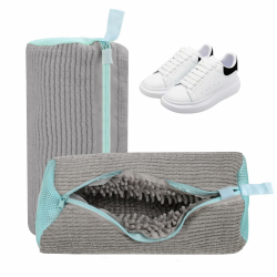👟🧼 Cong.Lai 2er-Pack Schuhwaschbeutel Waschmaschine - Wiederverwendbarer - Robuster Wäschesack 40x20cm mit Reißverschluss - Perfekt für Schuhschutz (Grau) Angebot bei HelloDeals