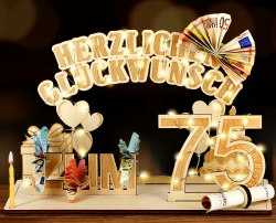 Giftota Original 75. Geburtstag Geldgeschenke Holz mit LED Lichterkette Angebot bei HelloDeals