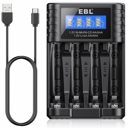 EBL Akku Ladegerät für AA AAA 1,2V NI-MH 1,5V Li-Ionen 🔋🔌 Angebot bei HelloDeals