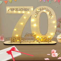70. Geburtstag Deko 🎉 Geldgeschenke 🎁 LED Lichterkette - Holz Schild Gästebuch Angebot bei HelloDeals