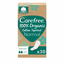 🌿 Carefree 100% Organic Cotton Topsheet Normal Slipeinlage (30 Stück) - Natürliches und frisches Gefühl Angebot bei HelloDeals