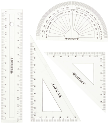 📐📏 Westcott E-10303 00 Mathe-Set, 4-teilig, Kunststoff transparent 📏📐 Angebot bei HelloDeals