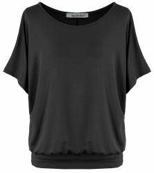 🌟 Van Der Rich ® - Oversize T-Shirt mit Fledermausärme - Damen Schwarz XL 🌟 Angebot bei HelloDeals