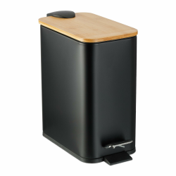 🛁🌿 Relaxdays Mülleimer Bad, 5 Liter, mit Bambusdeckel, schwarz - Deal des Tages! 🌿🛁 Angebot bei HelloDeals
