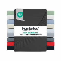 🛏️ Komfortec Jersey Spannbettlaken 140x200 cm, 100% Baumwolle, Anthrazit 🌟 Angebot bei HelloDeals