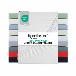 🛏️ Komfortec Jersey Spannbettlaken 140x200 cm, 100% Baumwolle, Weiß - Angebot Angebot bei HelloDeals