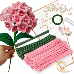 🌸🎨 Dunkelrosa Blumenstrauß Pfeifenreiniger Set - Bastelset mit Chenilledraht und Perlen Angebot bei HelloDeals