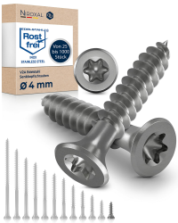 🔩 NietFullThings Edelstahlschrauben Torx Holzschrauben 4x16 Edelstahl V2A rostfrei Angebot bei HelloDeals