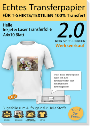 TransOurDream A4X10 Blatt+1 Silikonpapier, Echte Inkjet/Laser T-Shirt Transferpapier Angebot bei HelloDeals