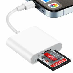 Omivine 2-in-1 Dual Slot Lightning SD/Micro SD Kartenleser für iPhone Angebot bei HelloDeals
