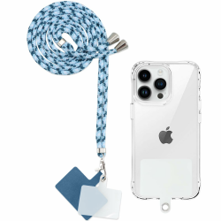 📱🔑 Handykette Universal Schlüsselband zum Umhängen | Smartphonekette Blau Weiß Angebot bei HelloDeals