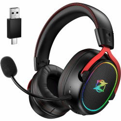 🎮 Ozeino 2,4GHz Wireless Gaming Headset für PC, PS4, PS5, Mac - Schwarz und Rot Angebot bei HelloDeals