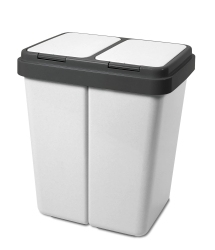 🗑️ Müllbehälter 2 x 30 Liter Duo Bin Grau Granit - Made In Europe Angebot bei HelloDeals