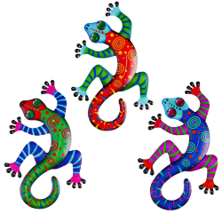 Metall-Gecko-Wanddekoration 3pcs 🦎🌿 Eidechse Kunst Wand Ornament Harz Metall-Wandkunst 🛋️🌺 Angebot bei HelloDeals
