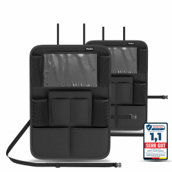 🚗 POUKO® Autositz Organizer PREMIUM [2er Set] Schwarz | Rückenlehnenschutz inkl. Tablet Fach Angebot bei HelloDeals