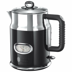 🔥 Reduziert! Russell Hobbs Wasserkocher [1,7l, 2400W] Retro Schwarz & polierter Edelstahl Angebot bei HelloDeals