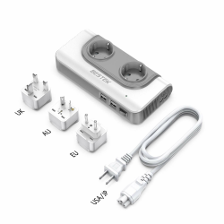 🔌🔋 BESTEK 200W Spannungswandler mit 4 USB Reiseladegerät 110v auf 230v Reiseadapter Angebot bei HelloDeals