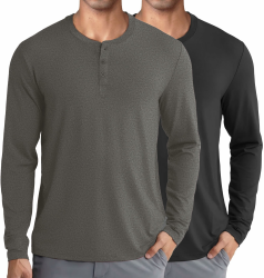 👕 COOFANDY Langarmshirt Herren Longsleeve Henley Shirt Oberteile Basic Pullover Mit Knopfleiste Angebot bei HelloDeals